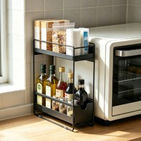 Organisateur de cuisine magnétique en métal multicouche robuste et pratique, étagère de rangement latérale amovible pour réfrigérateur