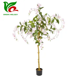 170 cm falscher Hongkong-Orchidentbaum künstlicher Baum mit rosa Blüten und grünen Blättern für Indoor Home Party Dekor