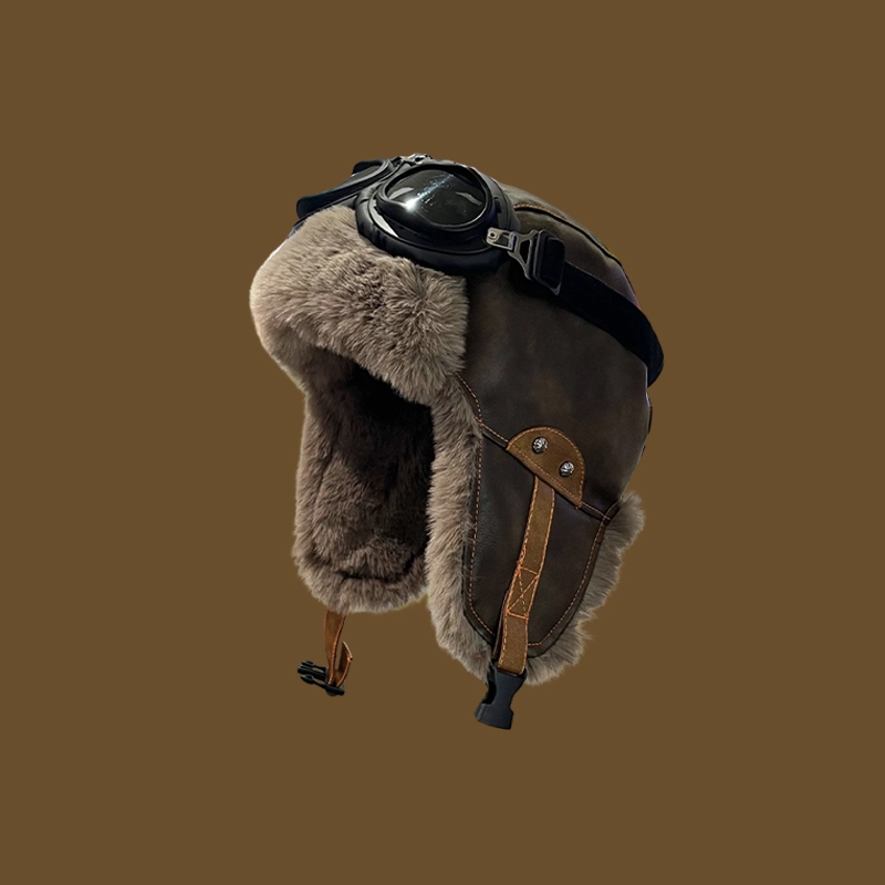 หมวก 56 + แว่นตาสีดำ ลายพราง กาแฟ