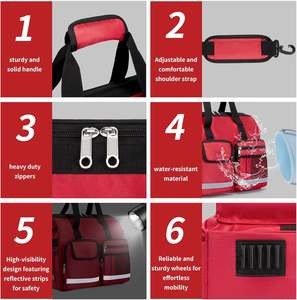 Bolsa de Primeros Auxilios con Correa Cruzada Resistente al Agua, Bordado Nacional, para Doctor, Enfermera, Trauma, Emergencias, Rojo, EMS - Product Image 5