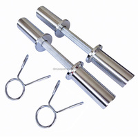 Barre d'haltères Dinuo chromée d'entraînement Barre d'haltères pour le fitness en salle 50cm Barre d'haltères en aluminium à ressort avec 2 roulements