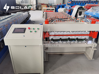 Máquina perfiladora de chapa corrugada trapezoidal de doble capa para techos, con control PLC, corte hidráulico y bomba de motor de engranajes