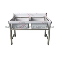 Dessus de table moderne professionnel en acier inoxydable Double bol évier de cuisine égouttoir central fournitures de Restaurant prix compétitif