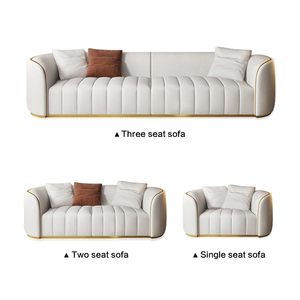 Luxury Elegant Design Stainless Steel Living Room Velvet White American Style Sofa Set <strong>Furniture</strong> - Product Image 6
