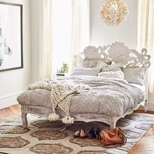 Cama de Madera Maciza de Mediados de Siglo, Cabecera con Listones, Estructura de Plataforma de Mango, Estilo Retro <span class=keywords><strong>MCM</strong></span>, Tamaño King Personalizado, Muebles de Dormitorio - Product Image 2