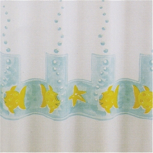 Rideau de douche 240 x 200 cm à 3 côtés avec motif de poissons et d'étoiles de mer pour salle de bain - Product Image 1