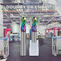 DouRuy 2A 2 Flûtes Fraise CNC à revêtement AlTiN 3.175/4/5/6mm à spirale gauche pour Acrylique, PCB, PVC, Aluminium, Personnalisé OEM