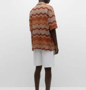 Custom Casual Knit Shirt Geometric Jacquard Knit Shirt Short Sleeve <b>Men's</b> <b>Cardigan</b> - Product Image 5