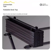 Table pliante rectangulaire en acier au carbone pour extérieur, idéale pour les stands de marché nocturne, design cratère, pieds fourchus ; compacte et portable pour les pique-niques