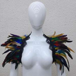 ผ้าคลุมไหล่ประดับลูกไม้ขนนกผ้าพันคอสไตล์โกธิควิคตอเรียสำหรับผู้หญิงปรับแต่งได้ขนาดสีได้อย่างสะดวกสบายสำหรับการสวมหน้ากากฮาโลวีน - Product Image 1