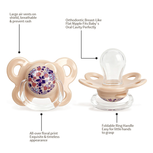 Sucette pour bébé Pretty Baby sans BPA, en silicone, pour nourrissons et nouveau-nés, avec anneau de protection et chaîne anti-perte - Product Image 3