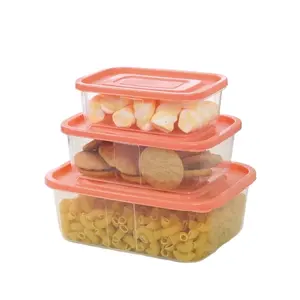 Baru Datang Tiga Dalam Satu Set Kotak Penyimpanan Makanan Plastik Kualitas Tinggi BPA Gratis untuk Rumah Kantor Sekolah Penggunaan Dapat Disesuaikan Portabel