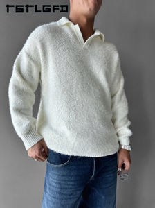 Maglione lavorato a <span class=keywords><strong>maglia</strong></span> elegante da uomo bianco con <span class=keywords><strong>scollo</strong></span> a v personalizzato in fabbrica di alta qualità - Product Image 3