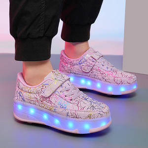 Roller Shoes With Flashing Lights Double Row Wheels For Kids Size 29 To 42 EVA Material Plastic Wheels - Product Image 4