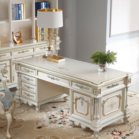 Meubles de table de bureau à domicile de luxe anciens bureaux en bois rococo sculptés à la main