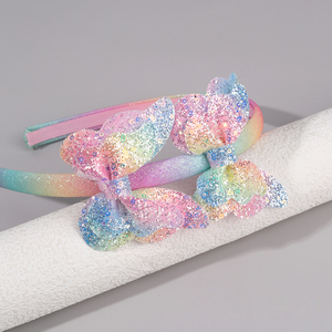 Diadema de mariposa con purpurina brillante de <span class=keywords><strong>princesa</strong></span> CN, diadema con degradado de arcoíris para niñas, diadema con corona de mariposa con purpurina gruesa - Product Image 2