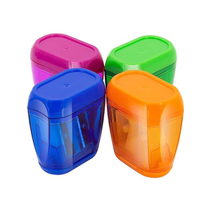 4PCS Colorful Compact Dual Holes <b>Pencil</b> Sharpener <b>Custom</b> Logo With Lid Portable Colored Manual <b>Pencil</b> Sharpener - Product Image 1