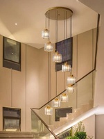 Lustre long pour escalier, moderne et minimaliste, en fer, LED, télécommande, rotatif, sans fil, à intensité variable, garantie 2 ans, pour la maison et le bureau