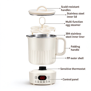 En stock – Bouilloire compacte pliable blanche 110 V 1 L 600 W pour la cuisine domestique et l'utilisation en appartement - Product Image 1