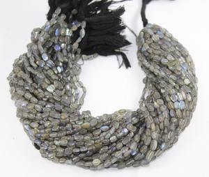 Perles ovales lisses en labradorite bleue feu, perles ovales en labradorite, perles ovales en labradorite arc-en-ciel noir - Product Image 2