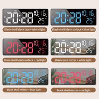 Jam Dinding Alarm LED Digital Pengubah Warna Timer Hitung Mundur DST Kecerahan Dapat Disesuaikan Kalender Aktif Suara untuk Kamar Tidur Rumah
