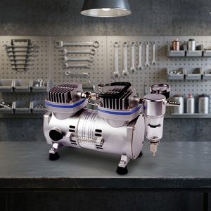 Nouveau Compresseur d'air à piston mini 2 cylindres 6 bars lubrifié pour aérographe, certifié CE ISO9001, 1/3 CV pour la fabrication - Product Image 2