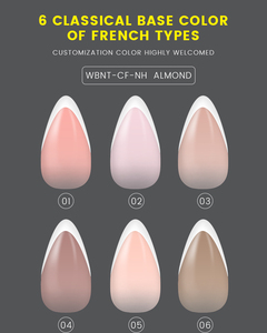 <span class=keywords><strong>Uñas</strong></span> <span class=keywords><strong>postizas</strong></span> acrílicas Beetles French Tip con pegamento, forma almendrada corta, 4 en 1, con base y primer de gel preaplicados. - Product Image 2