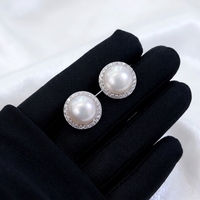 Pendientes de Perlas Edison Blancas Redondas al por Mayor, 10mm, Tipo Girasol, Hipoalergénicos, Elegantes para Mujer Ejecutiva, Regalo OEM