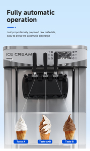 Máquina de helado suave GRACE Vertical3 de 3 sabores con autolimpieza, máquina comercial de helado suave, máquina italiana para hacer helado. - Product Image 4