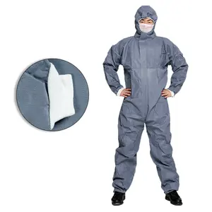 Descartável Coverall Tipo 56 Cinza cor Roupas de Segurança à prova de poeira respirável química-resistente pintado por spray descartável geral