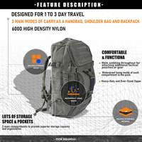 Sac à dos de sport en polyester léger et résistant à l'eau 30L 45L avec sangle réglable et fermeture éclair pour hommes, idéal pour les voyages et les activités de plein air