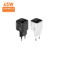 Chargeur GaN avec prise UK, type C, 1 port, avec écran numérique TFT, certifié ROHS, charge rapide 45W, tout-en-un, PD 3.2 pour LG iPad
