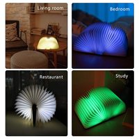 Lampe LED en forme de livre, 5 couleurs, pliable, petite lampe de chevet pour chambre à coucher, rechargeable par USB, couverture en bois
