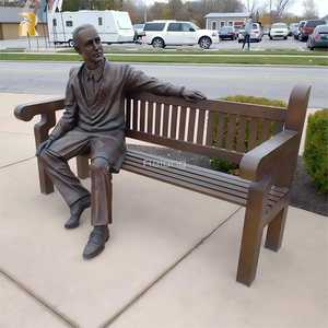 RELONG 定制设计真人大小青铜人物雕塑，坐在长凳上，适合户外公共公园 - Product Image 2