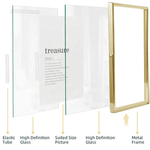 Cadres <span class=keywords><strong>photo</strong></span> en métal doré 4x4, modernes et concis, pour photos <span class=keywords><strong>de</strong></span> 4, 6 et 7 pouces, avec couvercle en <span class=keywords><strong>verre</strong></span>, cadres <span class=keywords><strong>photo</strong></span> artistiques en métal - Product Image 5