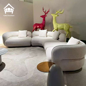 Скандинавский минималистичный диван из кремового флиса «Тедди», изогнутый, из овечьей шерсти, секционный, роскошный, для гостиной, угловой, мебель - Product Image 3