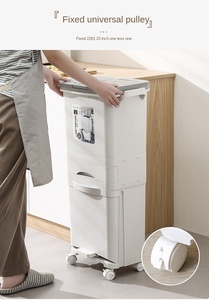 Japanse Stijl Groot Huis Keuken Prullenbak Met Dubbellaags Geur-Proof Deksel Droge Natte Scheiding Afvalbakken Voor Thuisgebruik - Product Image 5