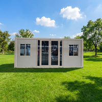 Maison conteneur pliable durable de 20 pieds, espace spacieux, résistante au vent et aux tremblements de terre, maison préfabriquée avec eau et électricité préinstallées