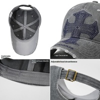 Gorra de béisbol de estilo nuevo transfronterizo para hombre, con diseño cruzado de agujeros y bordados, moderna, con efecto envejecido y lavado, 100%