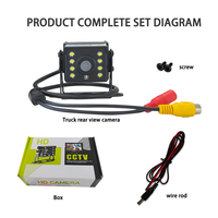 8 lumières LED camion caméra de recul 24v HD vision nocturne ccd utilisation étanche pour RV, chariots élévateurs, bus voiture caméra de recul