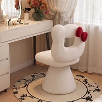 Chaise de bureau pivotante mignonne avec base métallique roulante et éponge haute résilience, chaise d'ordinateur rembourrée pour chambre, bureau et maquillage