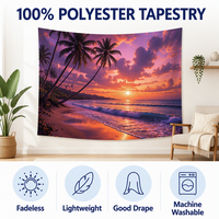 Tapisserie murale en gros, motif floral violet, papillon, paysage marin, personnalisable, faible MOQ
