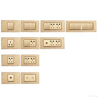 Panel táctil estándar americano, toma de corriente de pared de acrílico duradero, conjunto de panel dorado, interruptor de luz eléctrico de 6 pines, clasificación IP20, 16A
