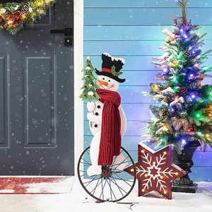 Décorations de Noël d'extérieur : Panneaux de jardin Père Noël, Bonhomme de neige et Sapin de Noël en PP pour la porte d'entrée, la pelouse et le jardin - Product Image 4