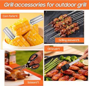 Accesorios para Parrilla de Barbacoa, Cepillo de Acero Inoxidable, Utensilios para Barbacoa al Aire Libre, Juego de Herramientas para Barbacoa, Juego de Herramientas para Camping con Bolsa de Transporte - Product Image 4
