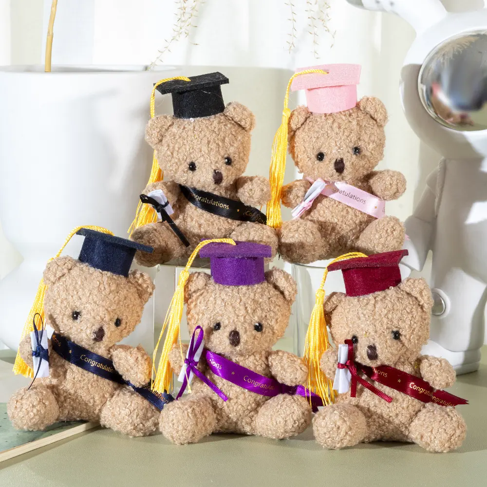 Songshan oyuncaklar toptan mini mezuniyet günü hediyeler hatıra dekorasyon küçük oyuncak ayı yumuşak peluş anahtarlık hediye öğrenciler için