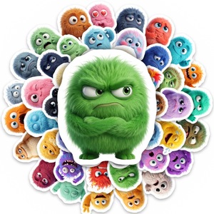 New 50 <b>Sheets</b> Set of Fun Plush Little Monster Stickers, Cute Emotion Expression Journal Collage Decorative Stickers - Product Image 2