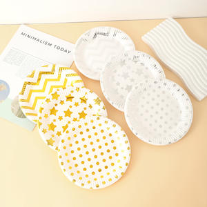 Estampage à chaud Dot jetable épaissi gâteau vaisselle <span class=keywords><strong>assiette</strong></span> en papier fête d'anniversaire <span class=keywords><strong>assiette</strong></span> en papier ronde plateau à fruits - Product Image 1
