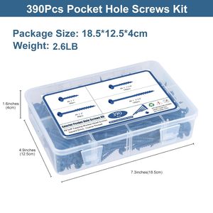 Satantech 390 cái ốc vít các loại lỗ bỏ túi <span class=keywords><strong>4</strong></span> kích cỡ #8x1 <span class=keywords><strong>1</strong></span>-<span class=keywords><strong>1</strong></span>/<span class=keywords><strong>4</strong></span> \ "2 \" 2-<span class=keywords><strong>1</strong></span>/2 \ "ốc vít gỗ thô phủ màu xanh vuông - Product Image 6