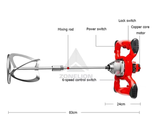 เครื่องผสมพวงมาลัยไฟฟ้า6สปีดเครื่องมือกล110V/220V 2100W เครื่องผสมอาหารปูนซีเมนต์มือถือใหม่ - Product Image 2